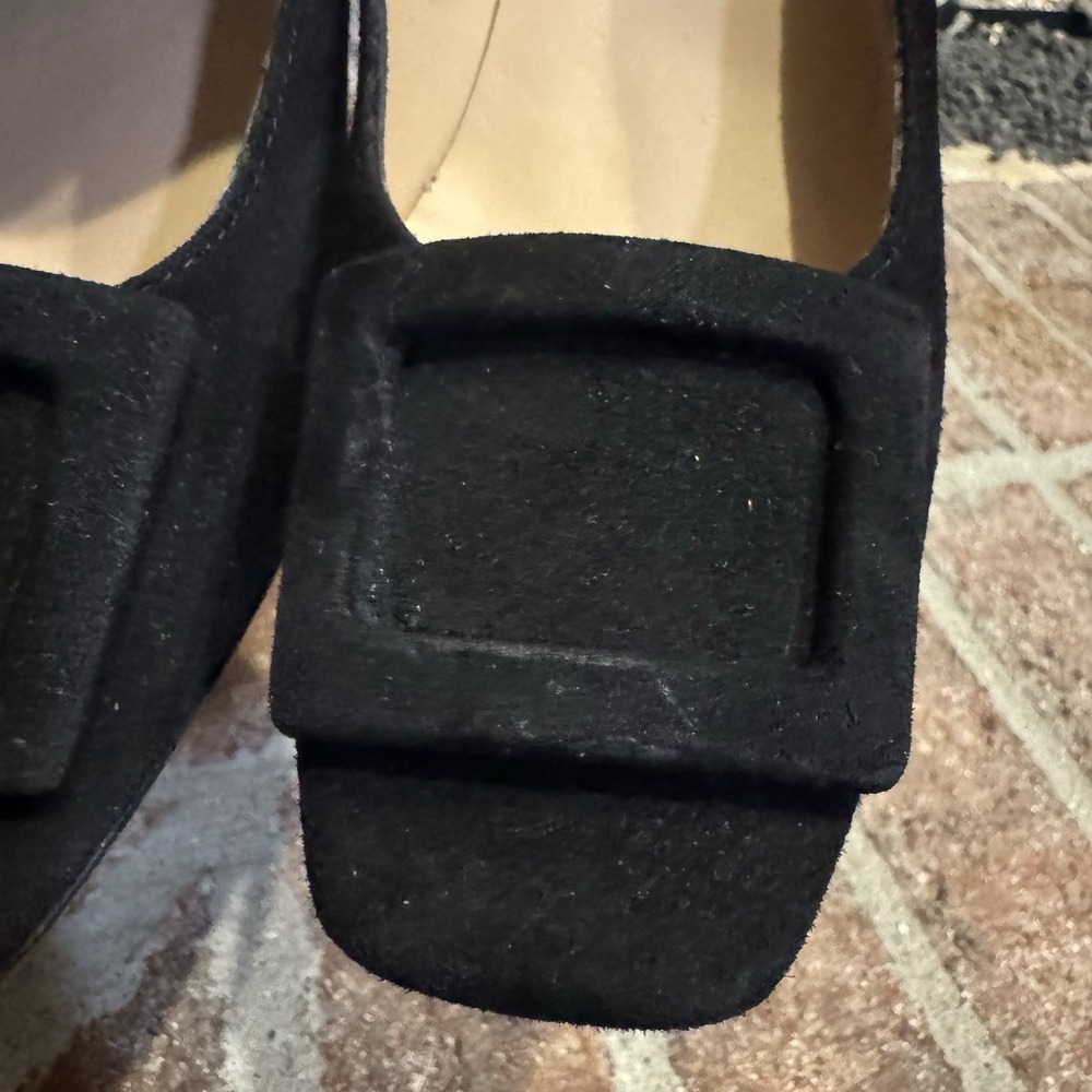 Ann Mashburn Buckle Heel Black Suede Block Made in Italy 36 US 5.5 #242 - Picture 11 of 16